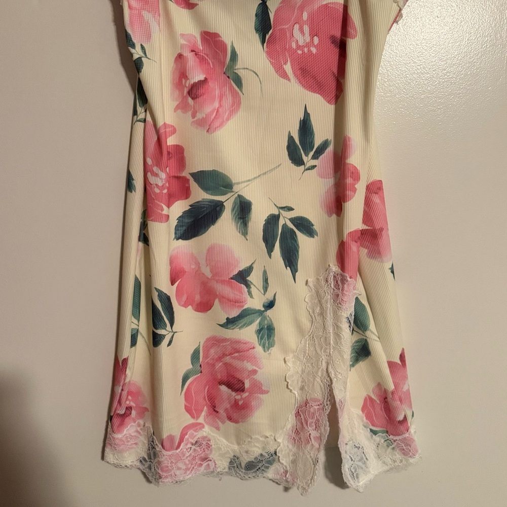 Pink and Yellow Floral A-Line Dress